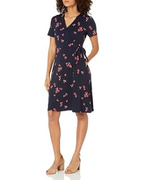 Amazon Essentials Women's Short-Sleeve Faux-Wrap Dress