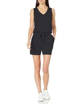 Amazon Essentials Women's Studio Terry V-Neck Romper