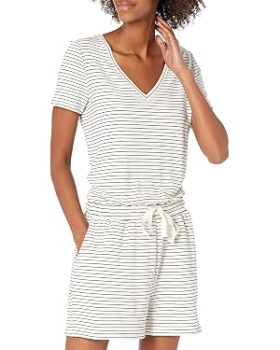 Amazon Essentials Women's Supersoft Terry V-Neck Romper
